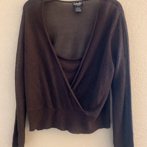 Rafaella Shimmer long sleeve v Neck Sweater Blouse Sz Large - Picture 1 of 8